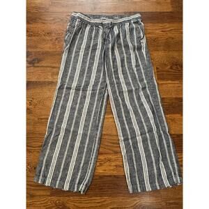 Old Navy Women's Linen Blend Blue Striped Pants - Large Chic Costal Style